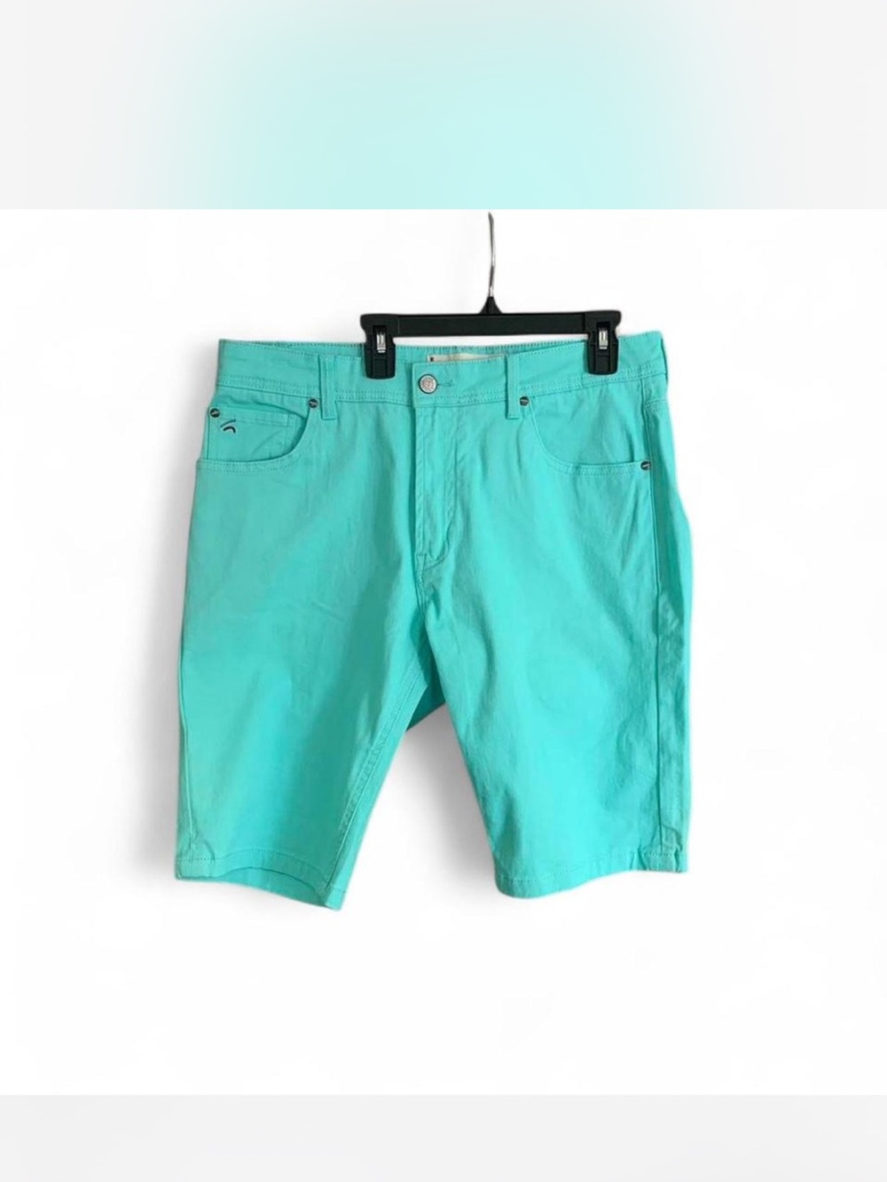 Men’s Tailor Vintage Turquoise Flat Front Shorts  34W slim Fit Comfort Stretch